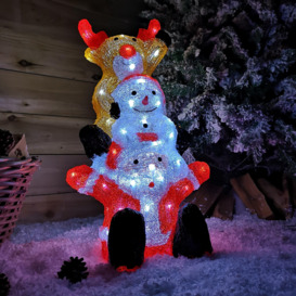 60cm Indoor Outdoor Santa Snowman Reindeer Tower With 60 Ice White LEDs - thumbnail 1
