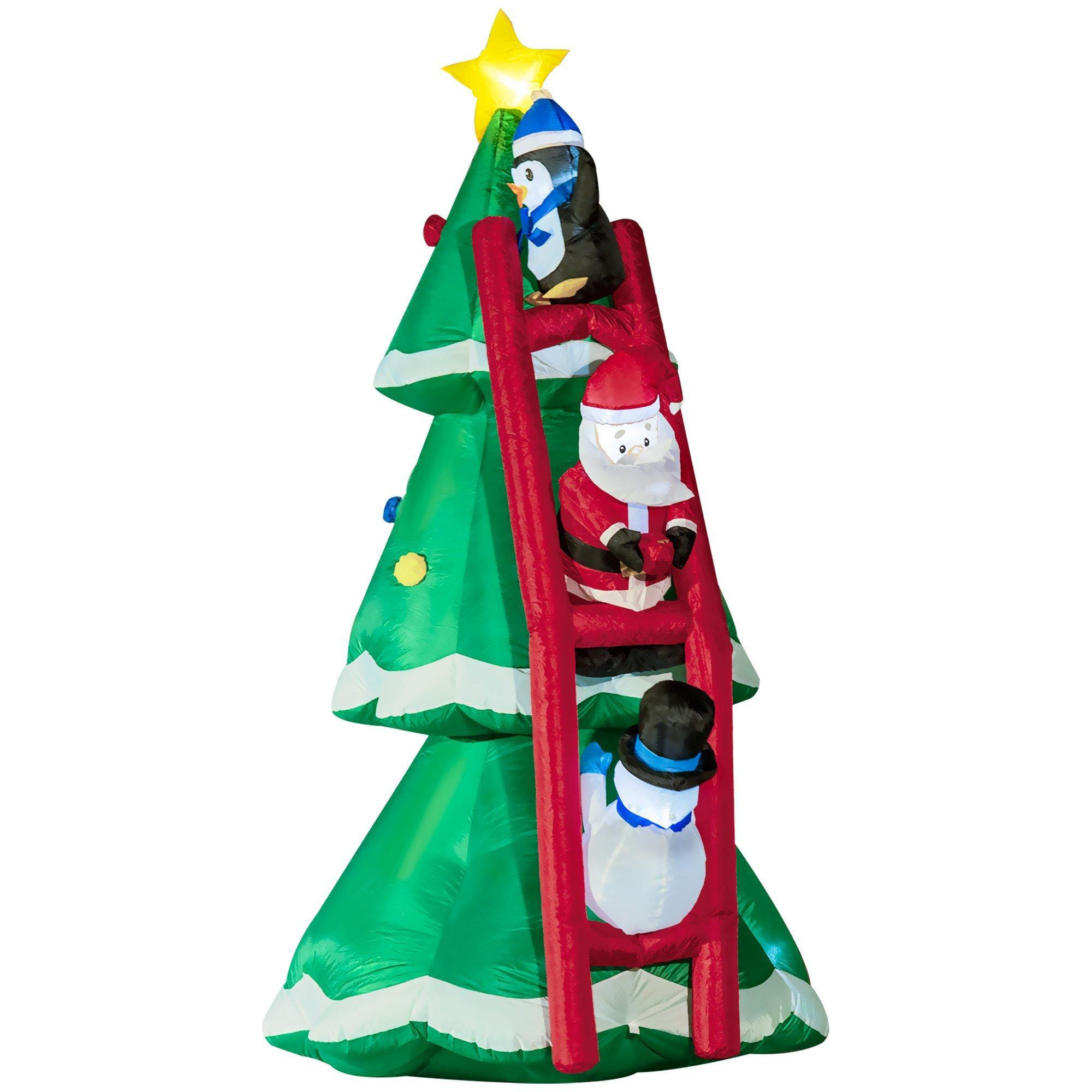 8ft Inflatable Christmas Tree with Santa Claus Penguin Snowman - image 1