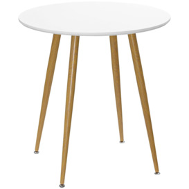 Modern Dining Table with Matte Round Top Metal Base for 2 People