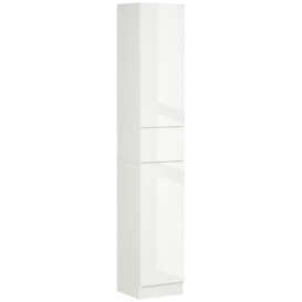Modern High Gloss Tall Bathroom Cabinet with Adjustable Shelves - thumbnail 1