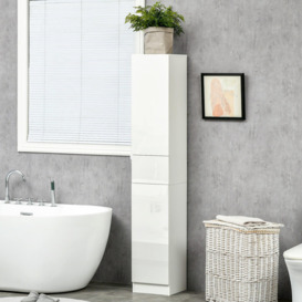 Modern High Gloss Tall Bathroom Cabinet with Adjustable Shelves - thumbnail 3