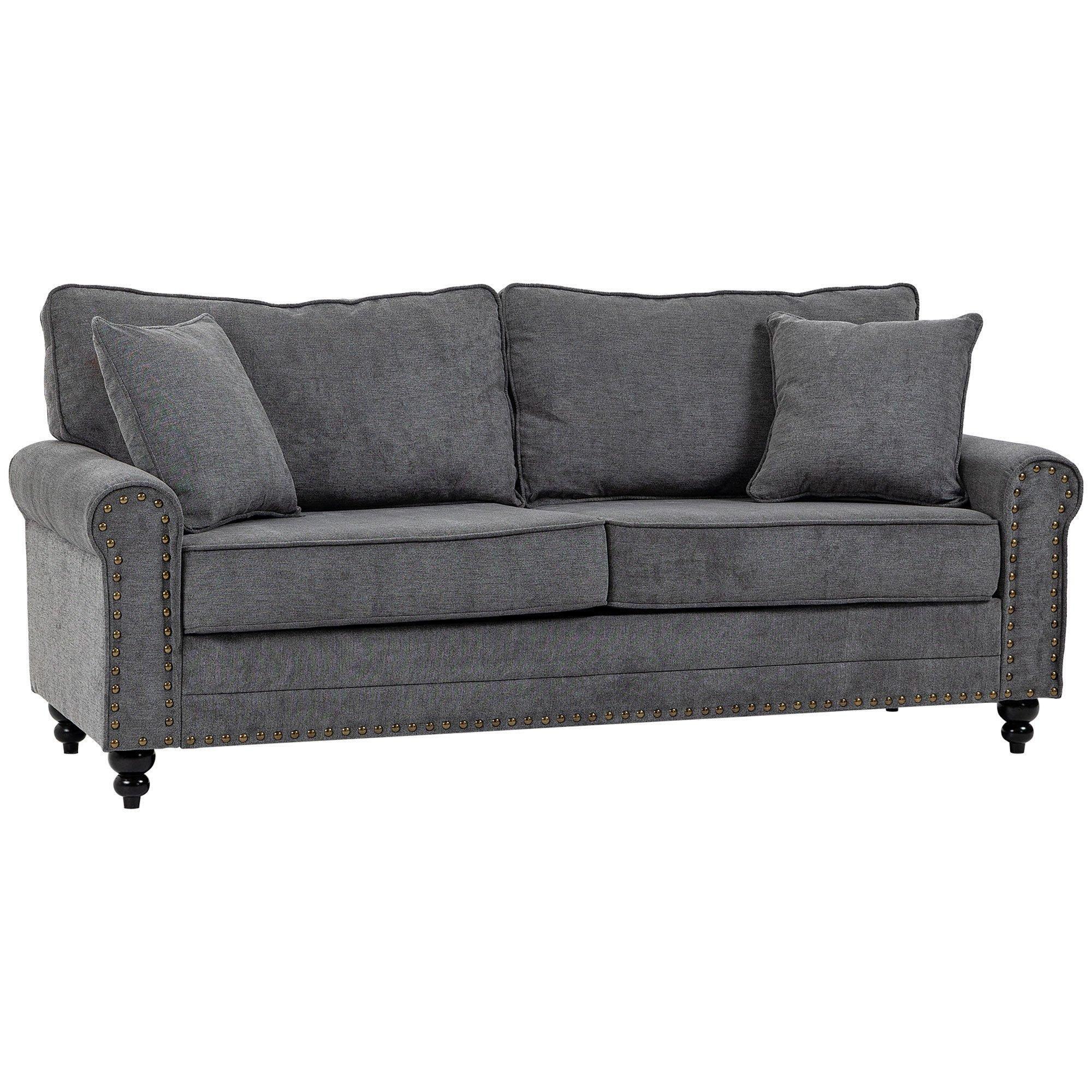 3 Seater Sofas Fabric Sofa with Nailhead Trim Cushions - image 1