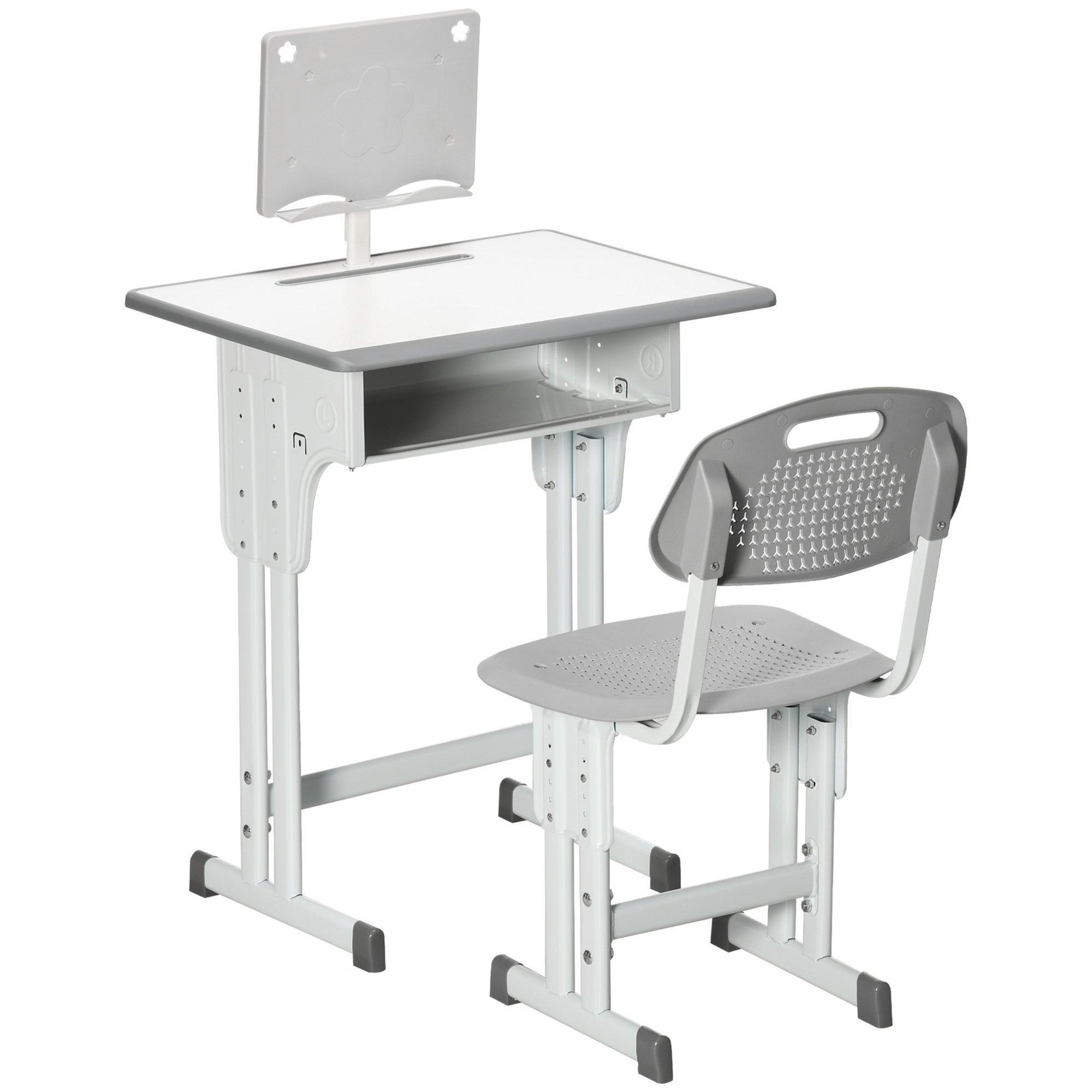 Desk and Chair Set Height Adjustable Study Table with Storage Book Stand - image 1