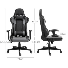 PU Leather Gaming Chair with Adjustable Pillow and Lumbar Support - thumbnail 3