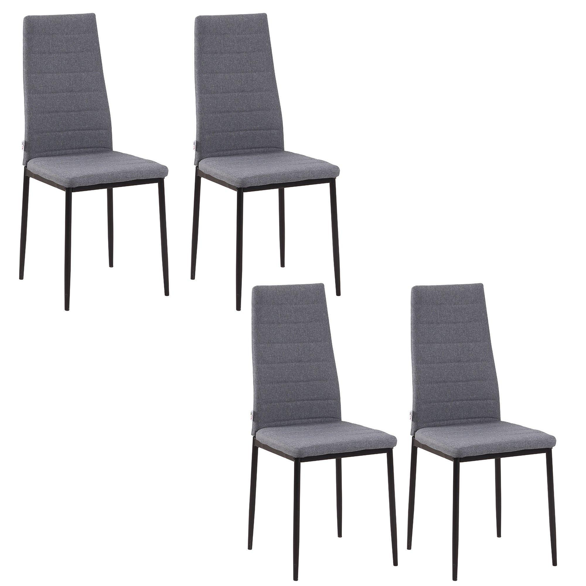 High Back Dining Chairs Upholstered Linen Touch Fabric Accent Chairs - image 1