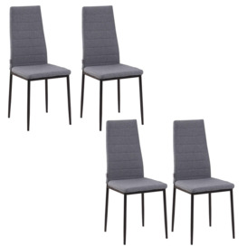 High Back Dining Chairs Upholstered Linen Touch Fabric Accent Chairs - thumbnail 3