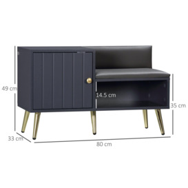 Shoe Bench with Storage Cabinet, Seating Cushion - thumbnail 3