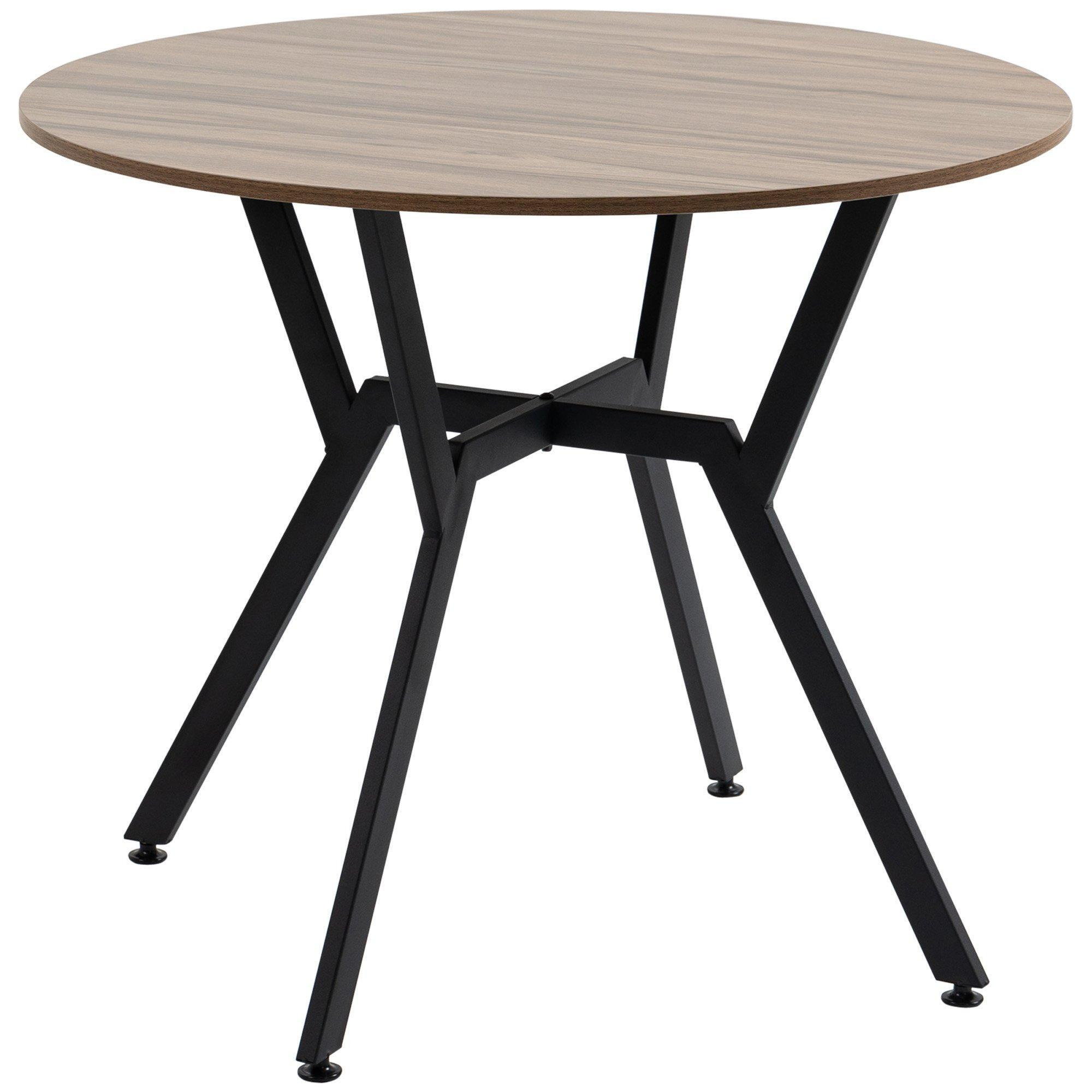 Dining Table with Round Top Steel Legs for Kitchen Dining Room Brown - image 1