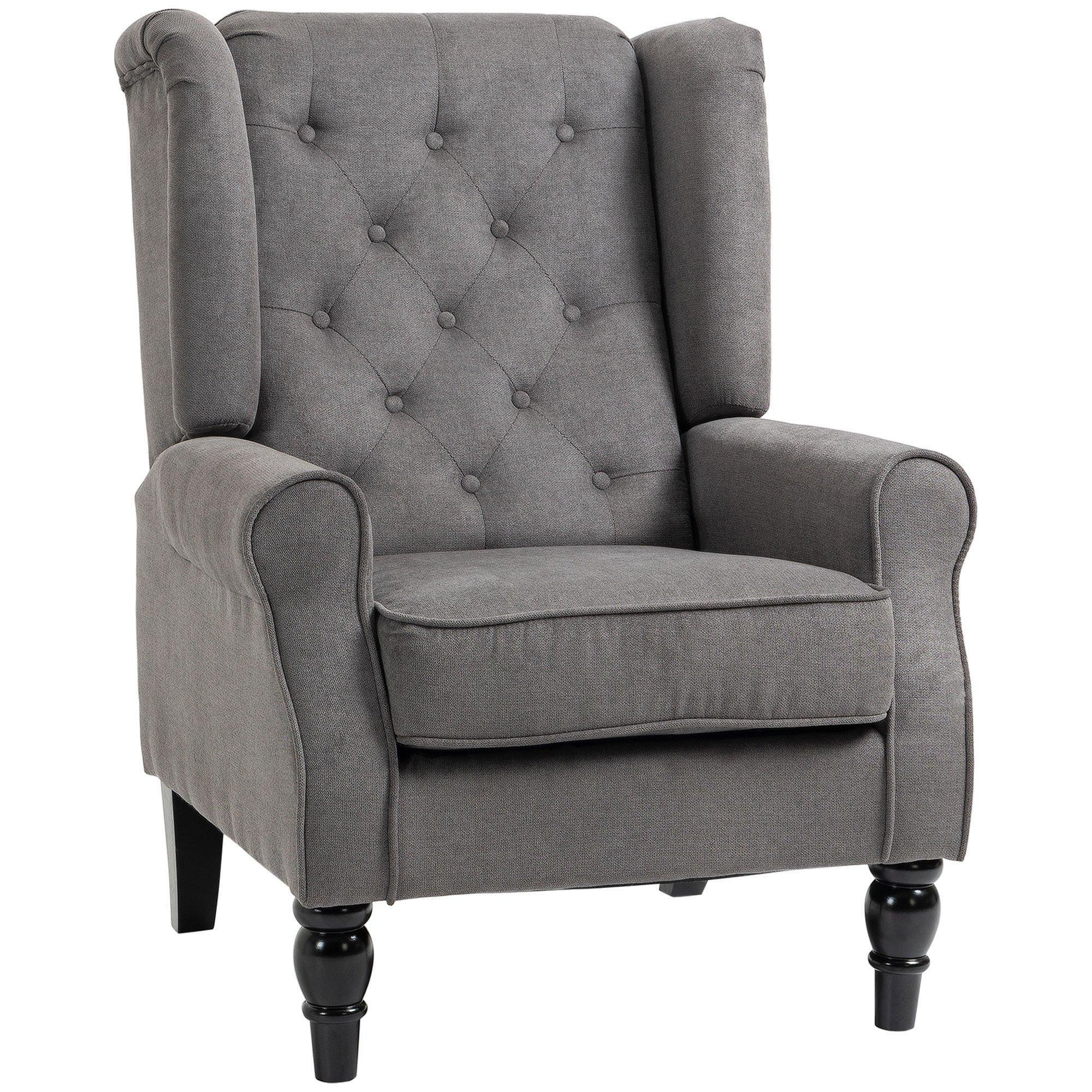 Retro Accent Chair Wingback Armchair with Wood Frame Living Room - image 1