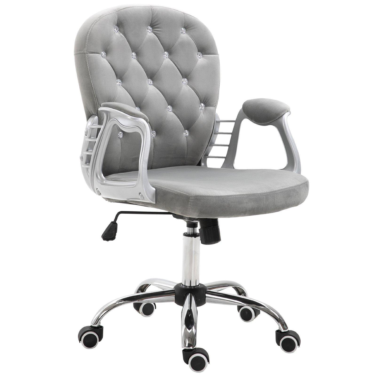 Office Chair Luxury Velour Diamond Tufted Padded Ergonomic - image 1