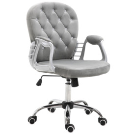 Office Chair Luxury Velour Diamond Tufted Padded Ergonomic - thumbnail 1
