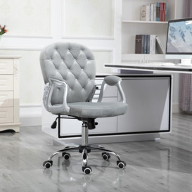 Office Chair Luxury Velour Diamond Tufted Padded Ergonomic - thumbnail 2