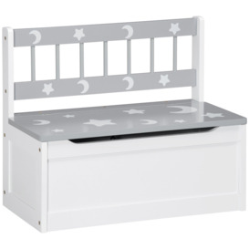 2 In 1 Wooden Toy Box, Kids Storage Bench with Safety Rod - Grey - thumbnail 1