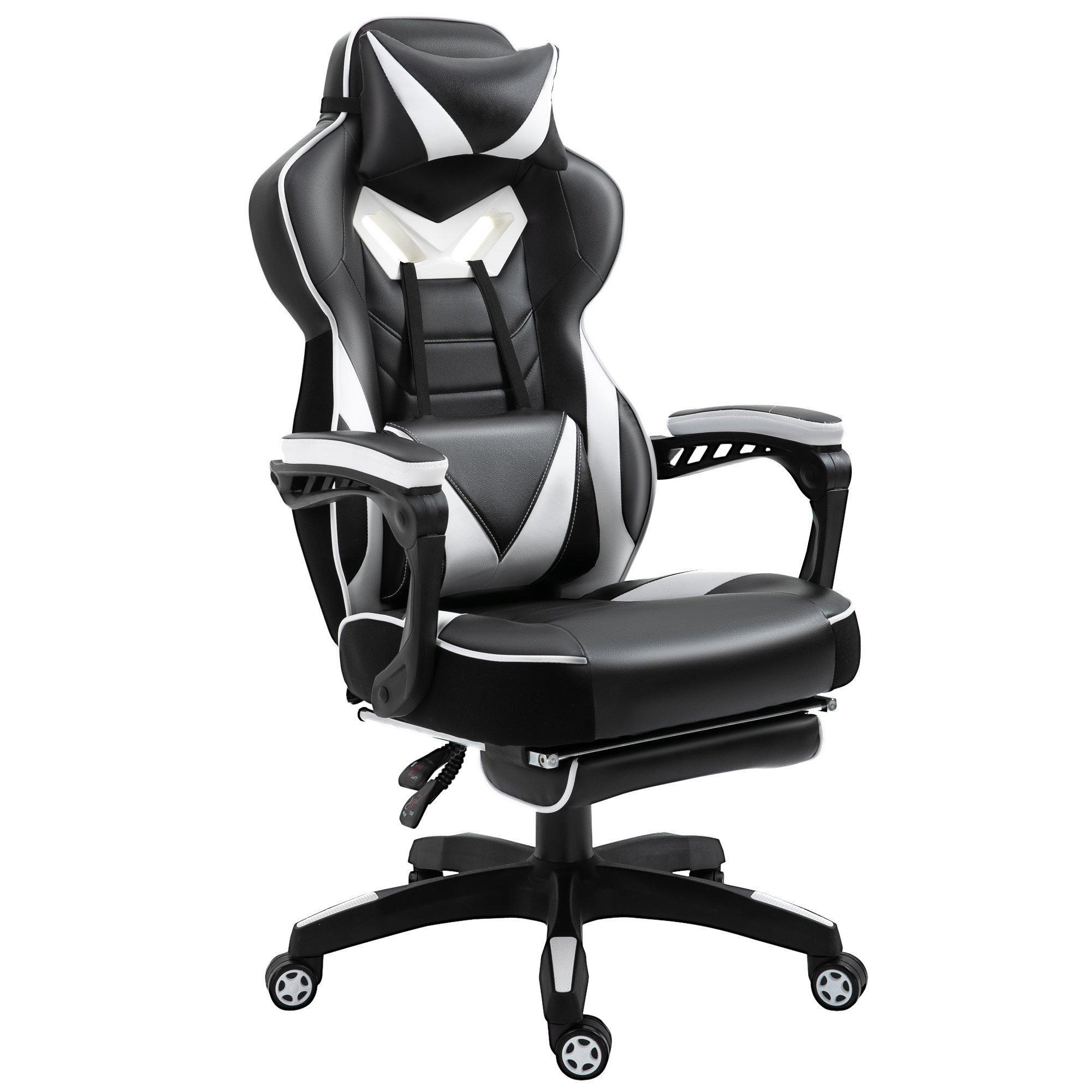 Gaming Chair Ergonomic Reclining with Manual Footrest Wheels Stylish - image 1