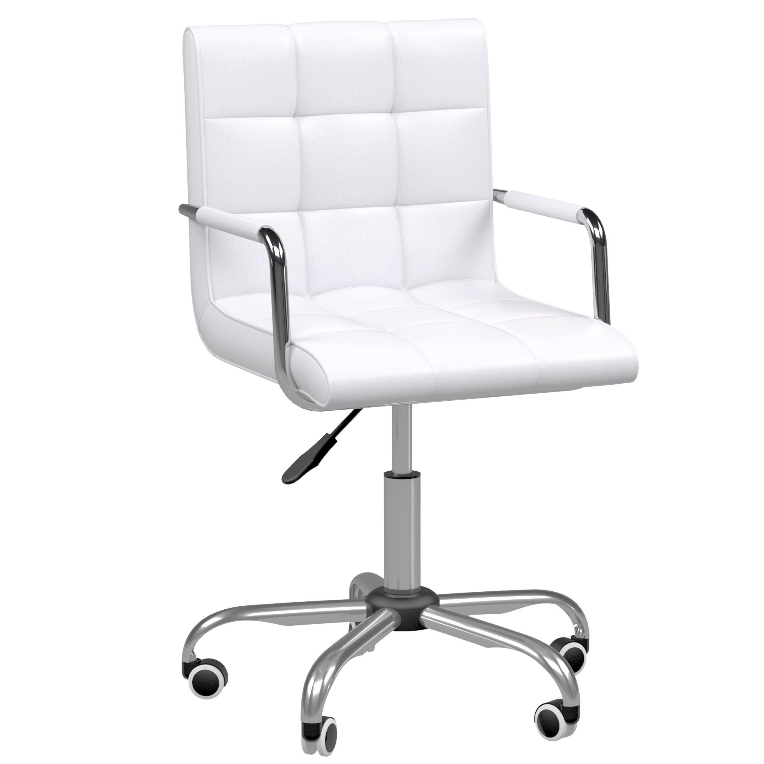 Mid Back PU Leather Home Office Chair Swivel Desk Chair Arm Wheel - image 1