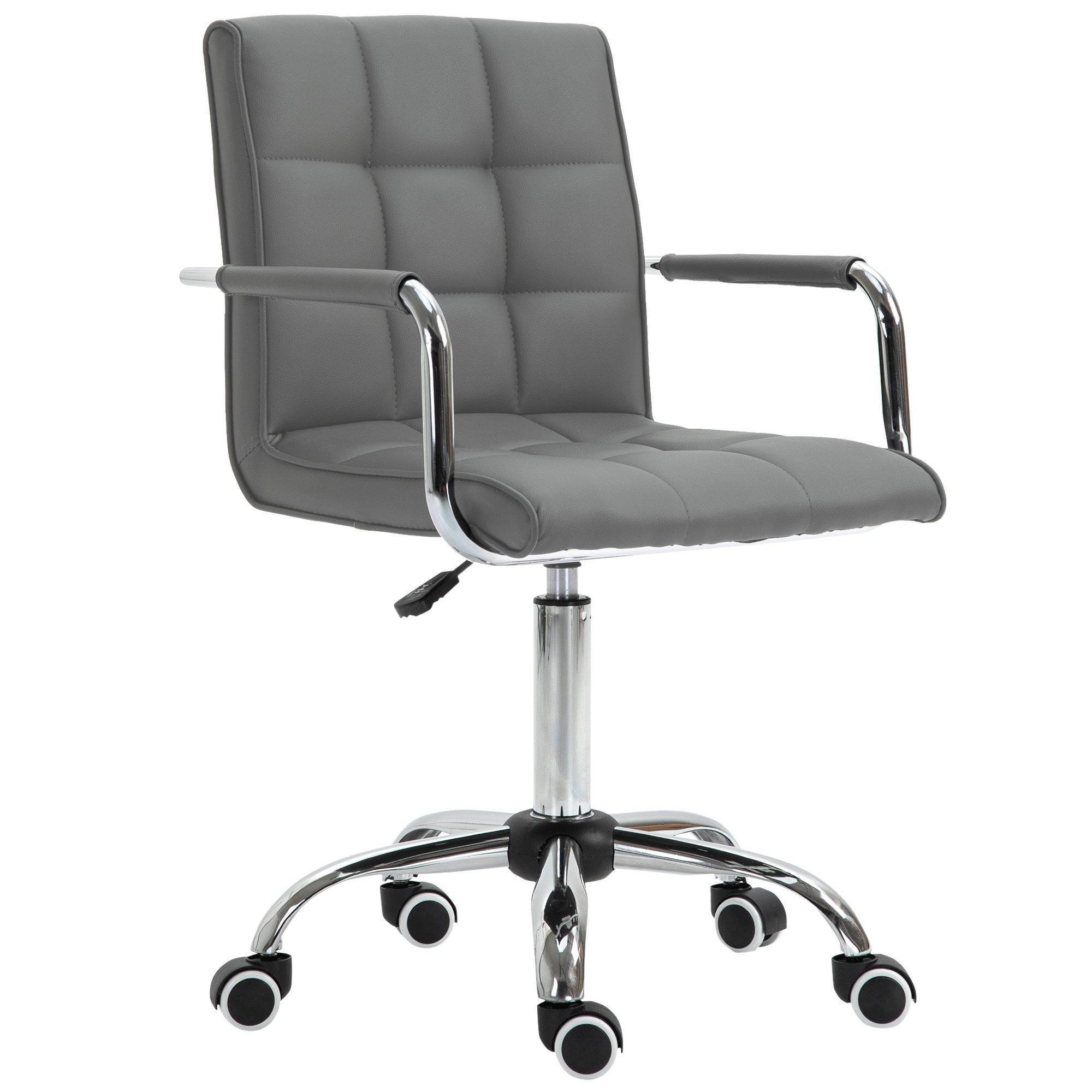 Mid Back PU Leather Home Office Chair Swivel Desk Chair Arm Wheel - image 1