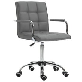 Mid Back PU Leather Home Office Chair Swivel Desk Chair Arm Wheel - thumbnail 2