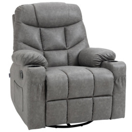 PU Leather Manual Recliner Chair, Swivel Armchair for Living Room