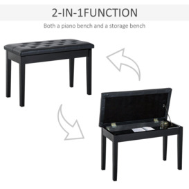 Classic Digital Keyboard Piano Bench Makeup Padded Seat Stool Solid Wood Black - thumbnail 3