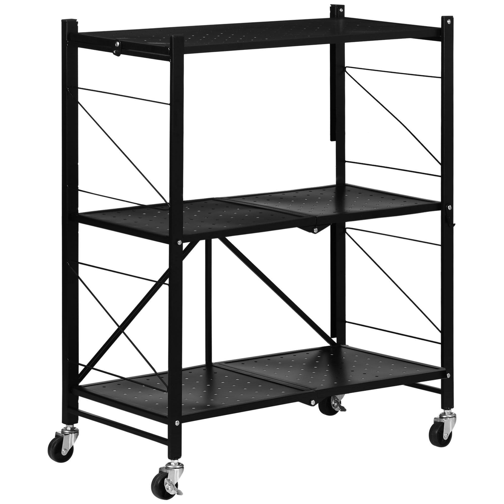 3-Tier Storage Trolley Foldable Rolling Cart for Kitchen - image 1