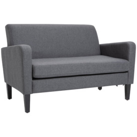 Linen Modern-Curved 2-Seat Sofa Loveseat with Thick Cushion Wood Legs