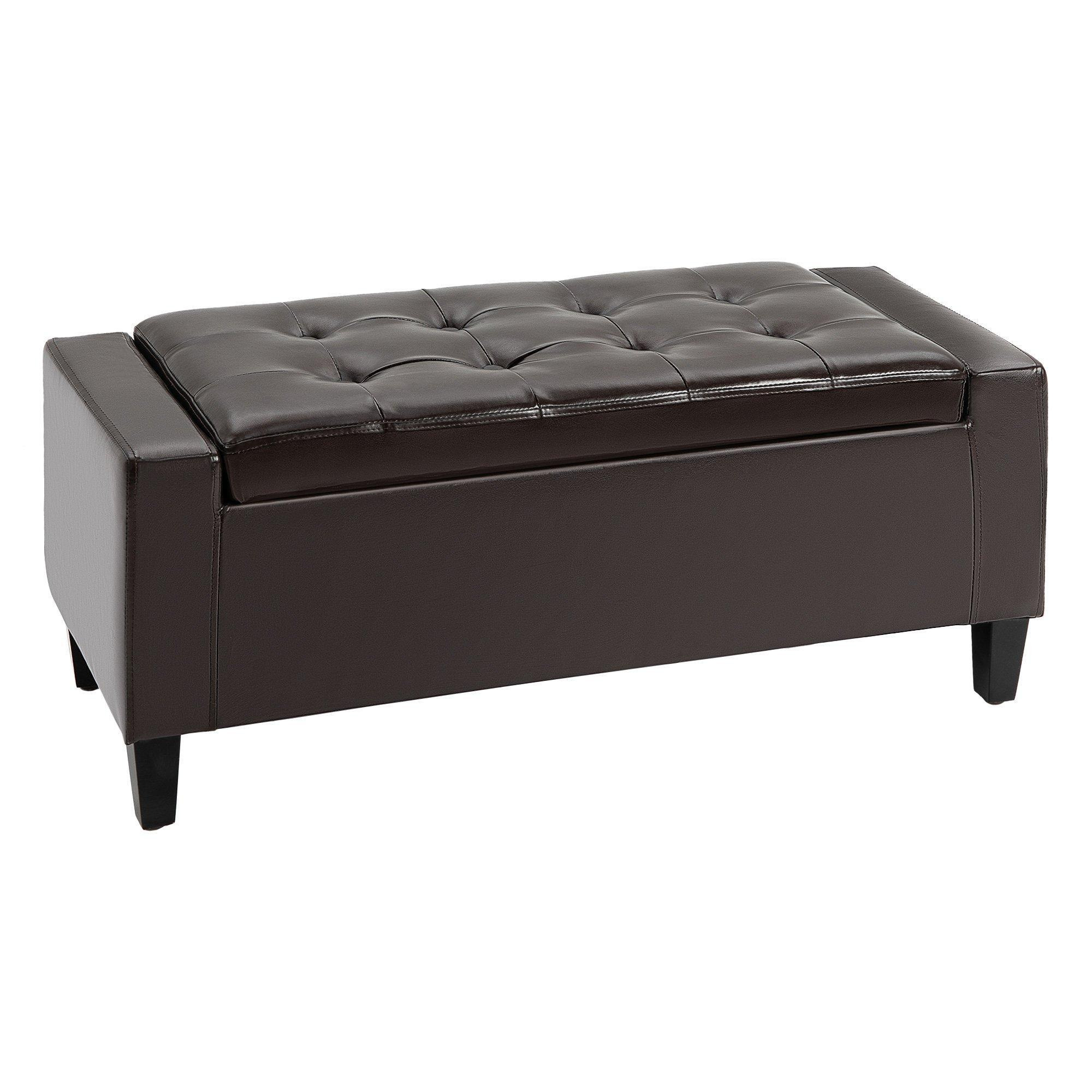 Deluxe PU Leather Storage Ottoman Bench Footrest Stool - image 1