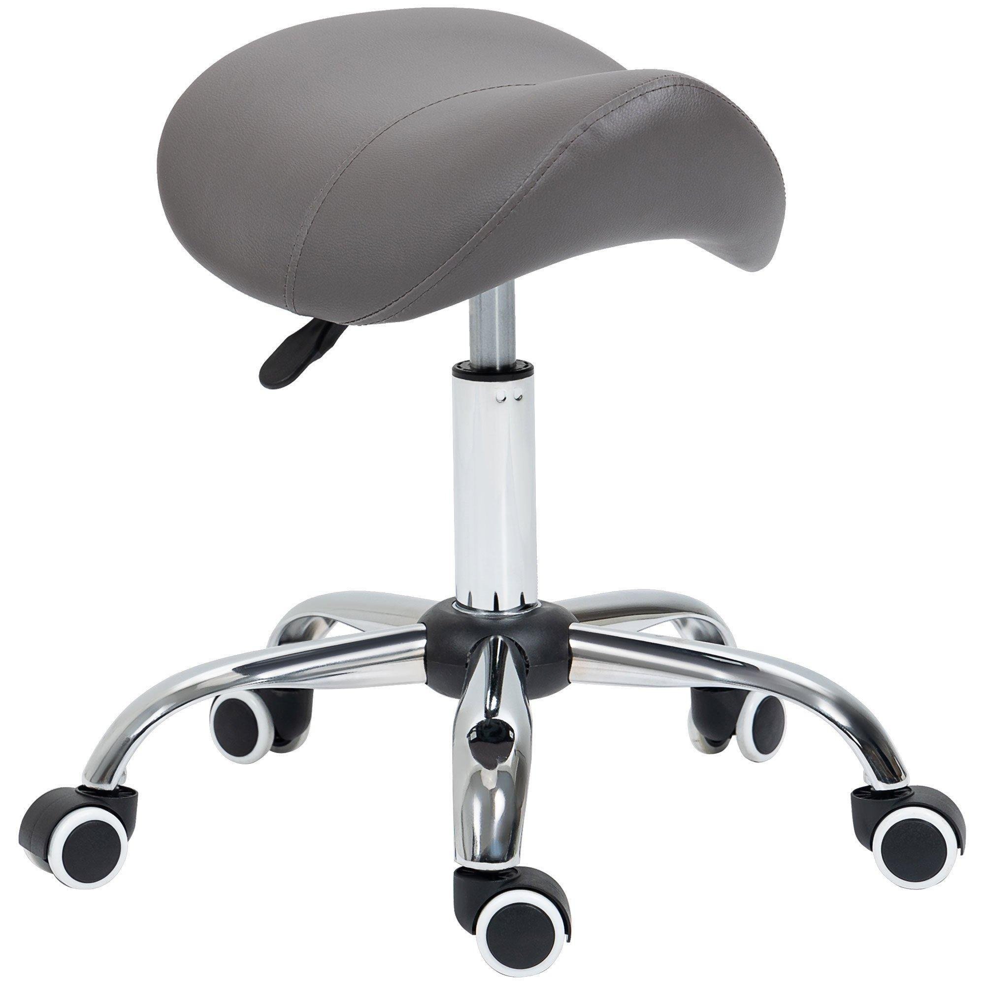 Saddle Stool Hydraulic Rolling Faux Leather Height Adjust Chair - image 1