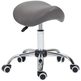Saddle Stool Hydraulic Rolling Faux Leather Height Adjust Chair - thumbnail 2