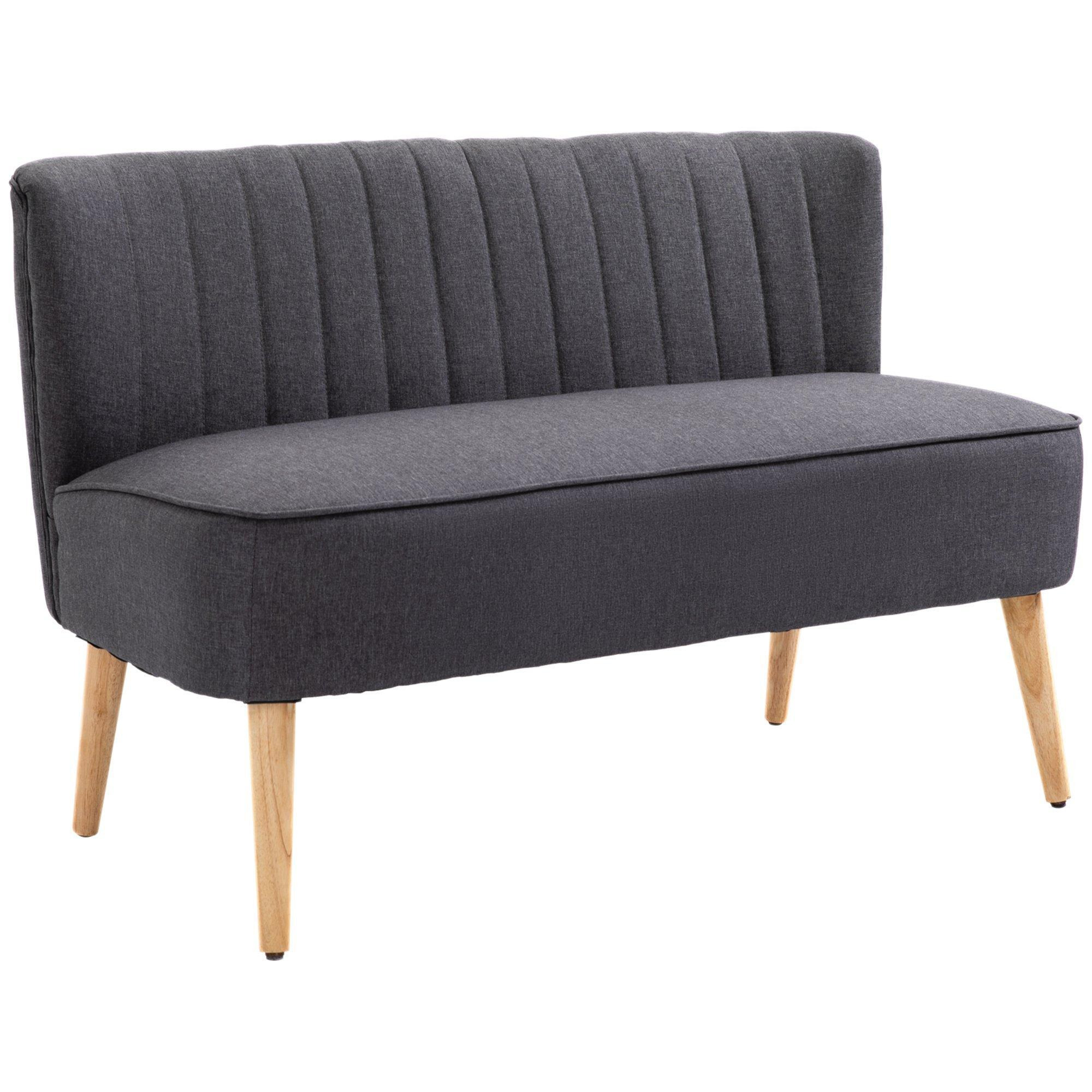 Modern Double Seat Sofa Compact Loveseat Couch Padded Wood Legs - image 1