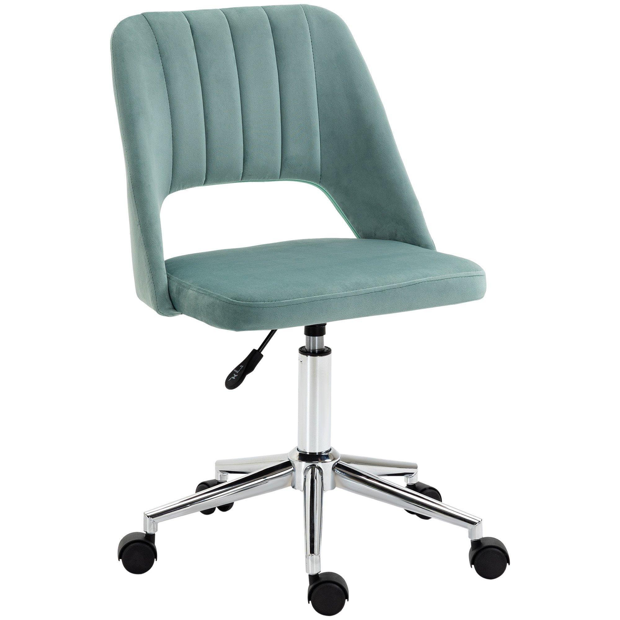 Swivel Office Chair Velvet Fabric Scallop Shape Computer Desk Chair - image 1
