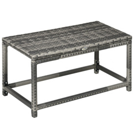 Outdoor Coffee Table w/ Plastic Board Under the Full Woven Table Top, Grey - thumbnail 1