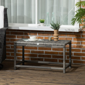 Outdoor Coffee Table w/ Plastic Board Under the Full Woven Table Top, Grey - thumbnail 2