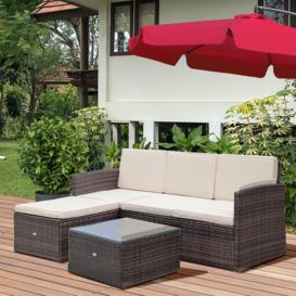 3PC Outdoor Patio Furniture Set Wicker Rattan 3-Seater Sofa Chair Couch - thumbnail 3
