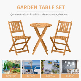 Folding Patio Bistro Set of 3 Dining Table Set with 2 Foldable Chairs - thumbnail 3