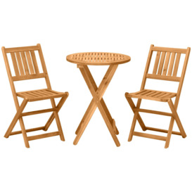 Folding Patio Bistro Set of 3 Dining Table Set with 2 Foldable Chairs