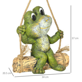 Hanging Garden Statue, Vivid Frog on Swing Art Sculpture Indoor Outdoor Ornament - thumbnail 3