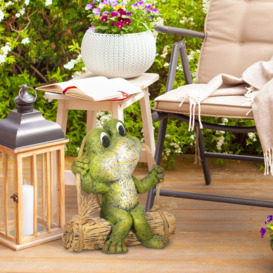 Hanging Garden Statue, Vivid Frog on Swing Art Sculpture Indoor Outdoor Ornament - thumbnail 2