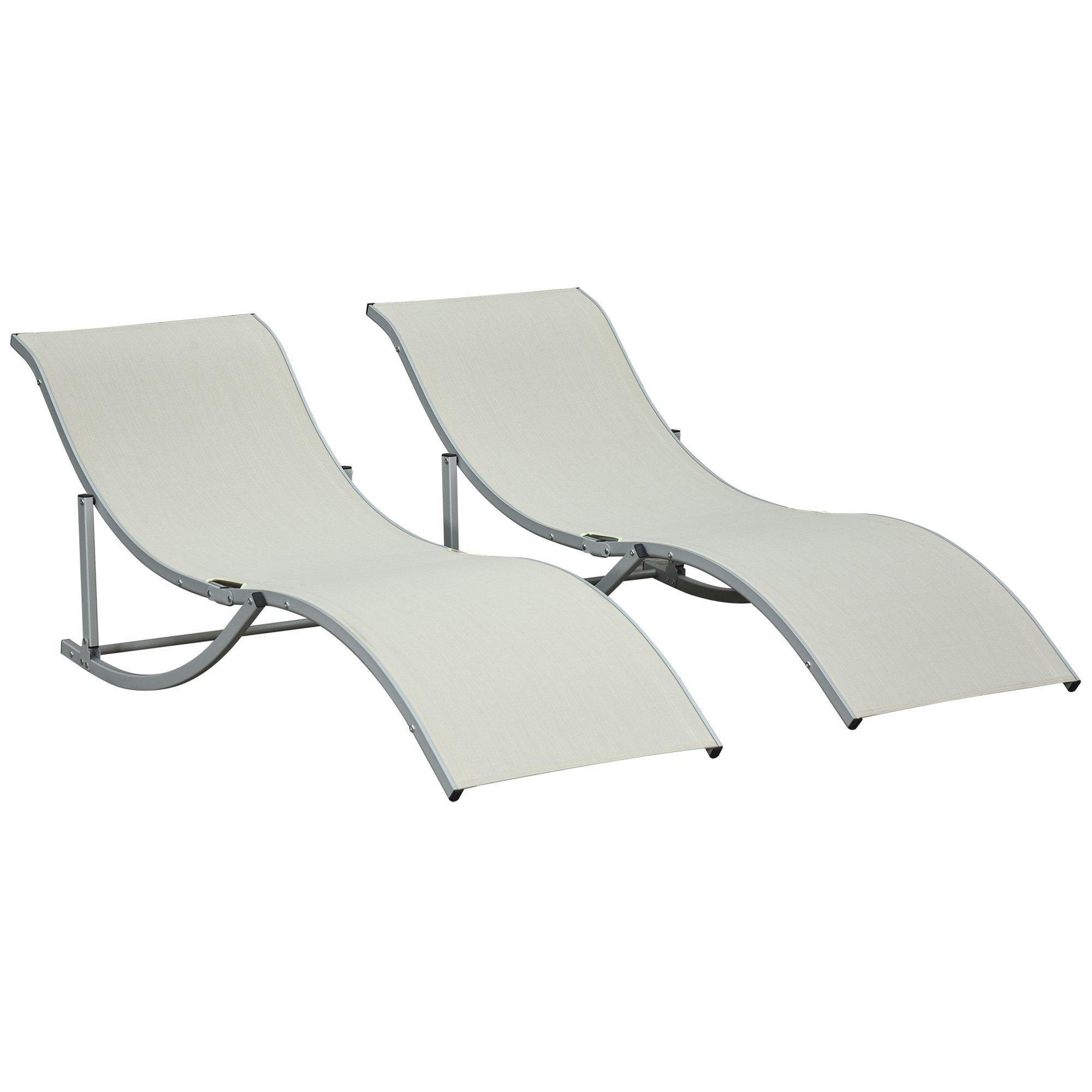 2pcs S-shaped Lounge Chair Sun Lounger Foldable Reclining Sleeping Bed - image 1