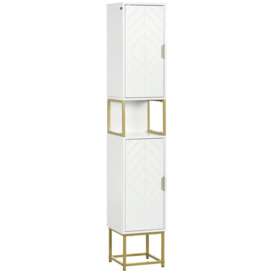 Narrow Bathroom Storage Cabinet with Open Shelf Adjustable Shelf - thumbnail 1