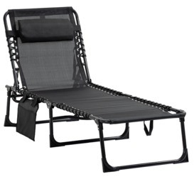 Lounger Folding Reclining Camping Bed 5-position Adjustable - thumbnail 1