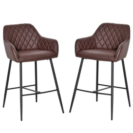 Retro Style Bar Chairs Set of 2 with Footrest Solid Frame PU - thumbnail 2