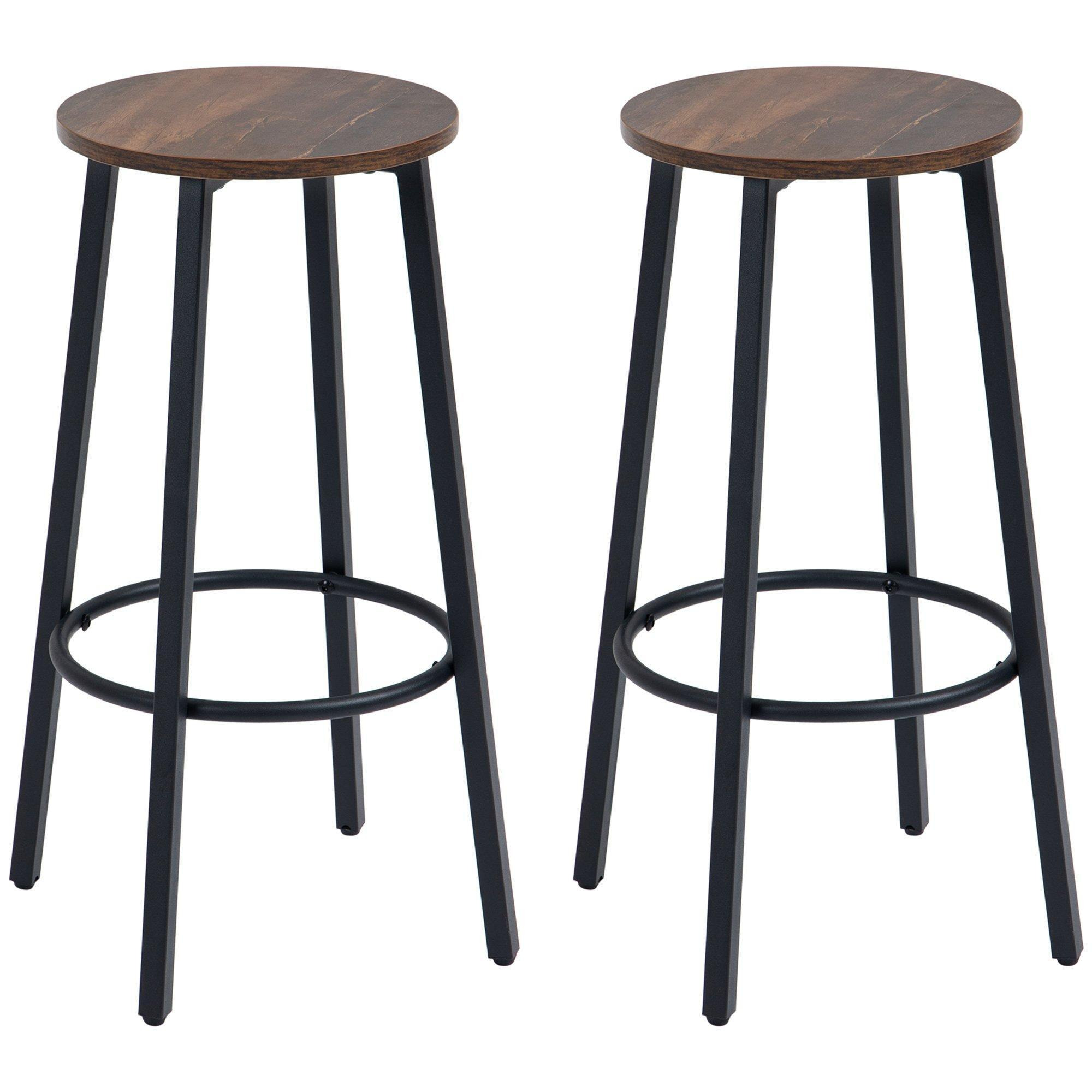 Industrial Bar Stools Set of 2 Breakfast Bar Stools with Footrest - image 1