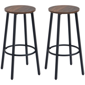 Industrial Bar Stools Set of 2 Breakfast Bar Stools with Footrest - thumbnail 1
