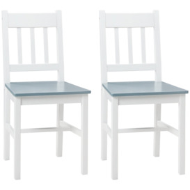 Pine Wood Dining Chairs Set of 2 with Slat Back for Living Room