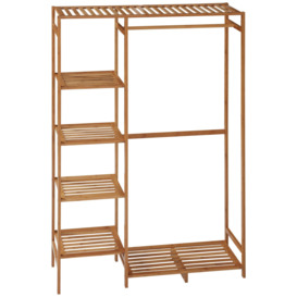 Garment Rack Bamboo Clothes Rail with 6 Tier Shelf