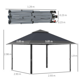 4 x 4m Outdoor Pop-Up Canopy Tent Gazebo Adjustable Legs Bag - thumbnail 3