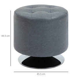 Foot Stool Round PU Ottoman with Thick Padding and Solid Steel Base - thumbnail 3
