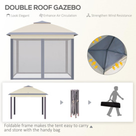 Pop Up Gazebo Height Adjustable Canopy Tentwith Carrying Bag - thumbnail 3