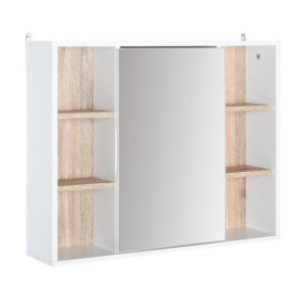 Bathroom Mirror Cabinet, Wall Mounted Storage with Open Cupboard