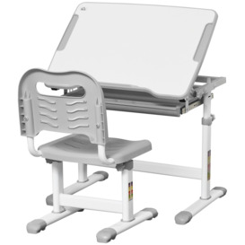 Desk and Chair Set, Height Adjustable Desk with Drawer, Pen Slot, Hook - thumbnail 1